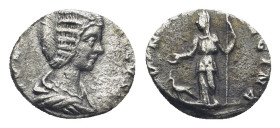 Julia Domna (wife of S. Severus) AR Denarius. (16mm, 3.0 g) Rome, AD 195. IVLIA AVGVSTA, draped bust of Julia Domna right / IVNO REGINA, Juno standing...