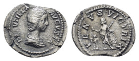 Plautilla AR Denarius, Venus reverse Caracalla for Plautilla (202-205 AD). AR Denarius (21mm, 2.2 g), Rome. Obv. PLAVTILLA AVGVSTA, Draped bust to rig...