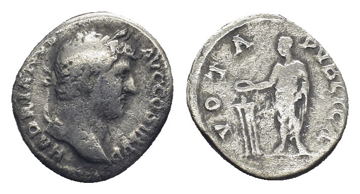 Hadrian AD 117-138. Rome Denar AR (17mm., 3,2 g). HADRIANVS AVG VOS III P P, bar...