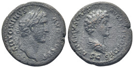 Antoninus Pius (AD 138-161), with Marcus Aurelius as Caesar. AE AS (27mm, 10.2 g). Rome, AD 140-144. Laureate head of Antoninus Pius right / Bare head...