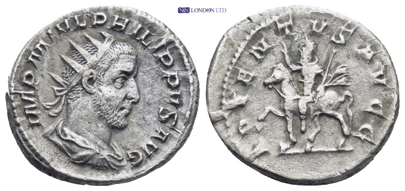 Philip I AR Antoninianus. Rome, AD 244-247. (3.78 Gr. 20mm.)
Radiate draped and ...