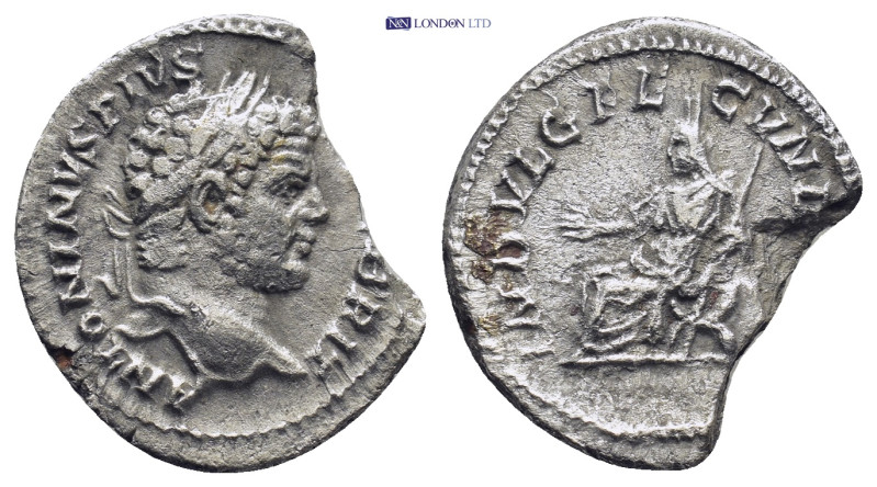 Caracalla (AD 198-217). AR Denarius Rome (2.57 Gr. 19mm.)
Laureate head of Carac...