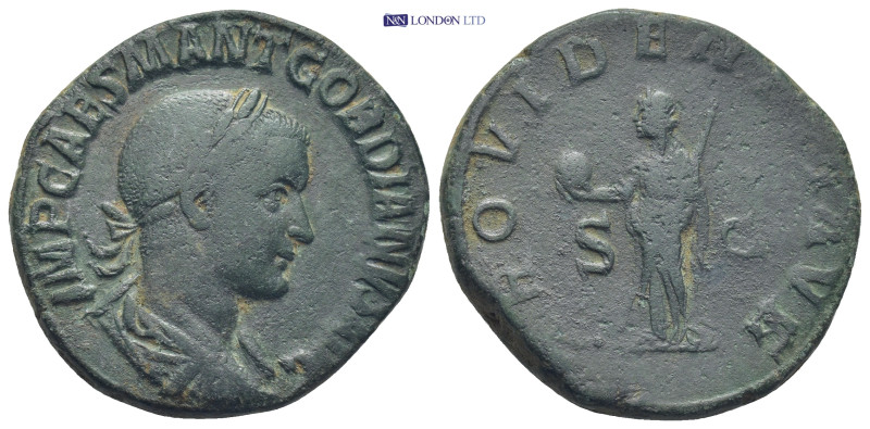 Gordian III. AD 238-244. AE Sestertius. Rome (20.25 Gr. 20mm.)
Laureate, draped,...