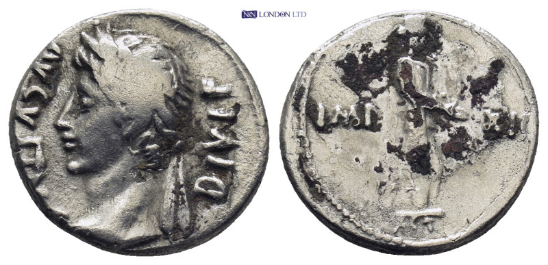 Augustus, 27 BC-AD 14. Denarius (3.42 Gr. 18mm.), Lugdunum. 
 Laureate head of A...