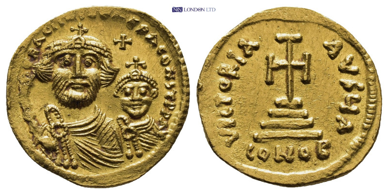 Heraclius, with Heraclius Constantinus (610-641). AV Solidus Constantinople, 616...