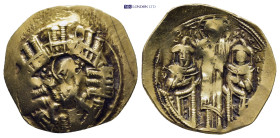 Andronicus II and Michael IX. 1295-1320 AD. Hyperpyron (4.1 Gr. 23mm.)
Half-length figure of the Virgin Mary, orans, within city wall of six towers.
 ...