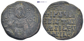 Anonymous (attributed to Basil II). AE Follis (8.04 g), ca. 976-1025. Constantinople. (8.3 Gr. 28mm.)
Bust of Christ Pantokrator facing, raising hand ...