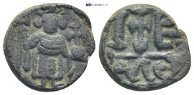 Constans II, 641-668. 12 Nummi Alexandria, September-November 641 or late 645-May 646. 
(7.8 Gr. 19mm.)
Constans II standing facing, wearing crown sur...