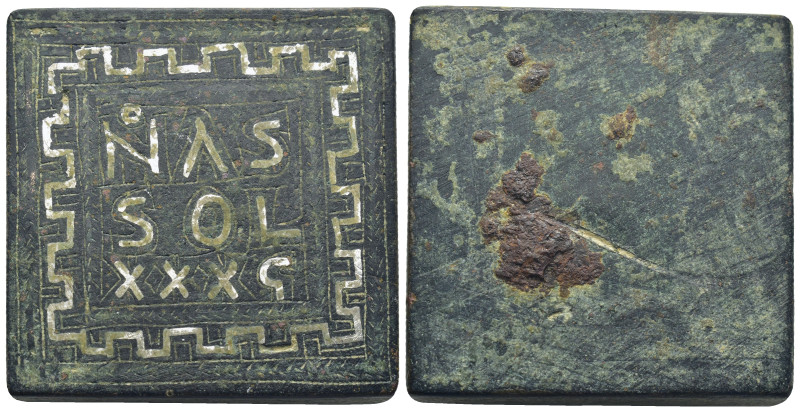 Æ 36 solidi weight with white inlay (41mm, 163.4 g). Square type. NΛS SOL XXXς. ...