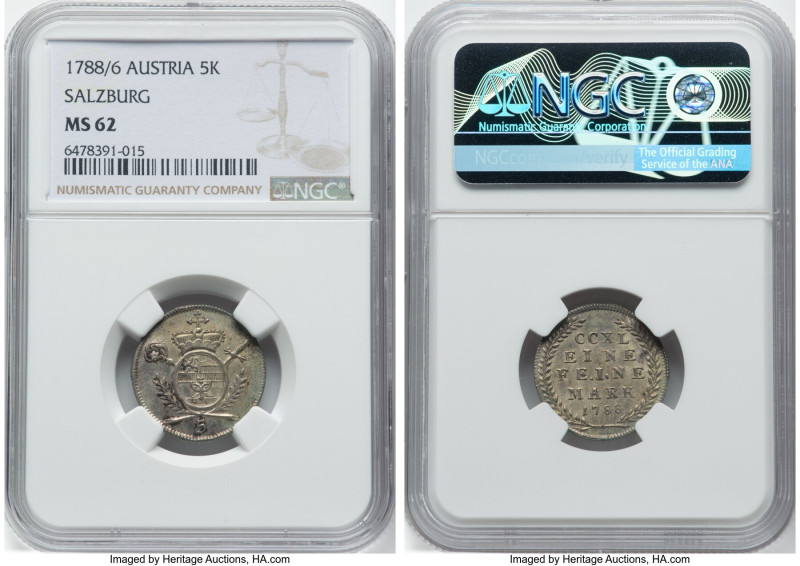 Salzburg. Hieronymus 5 Kreuzer 1788/6 MS62 NGC, KM459. HID09801242017 © 2024 Her...