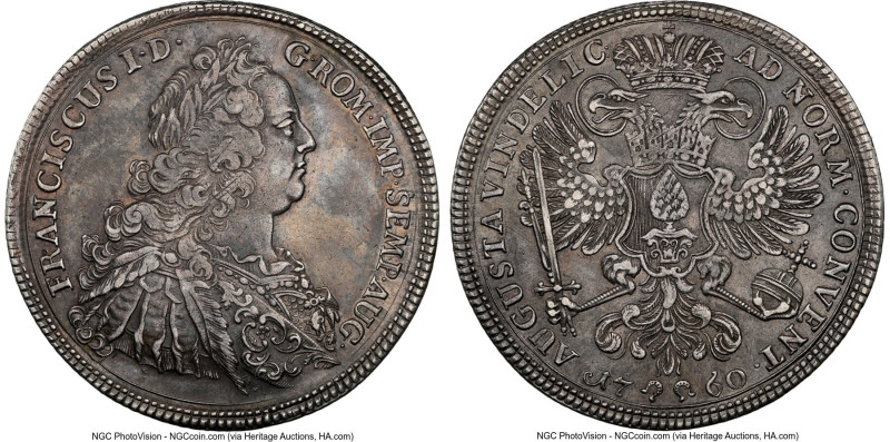 Augsburg. Free City Taler 1760 AU50 NGC, KM174, Dav-1926. Titles of Franz I. HID...