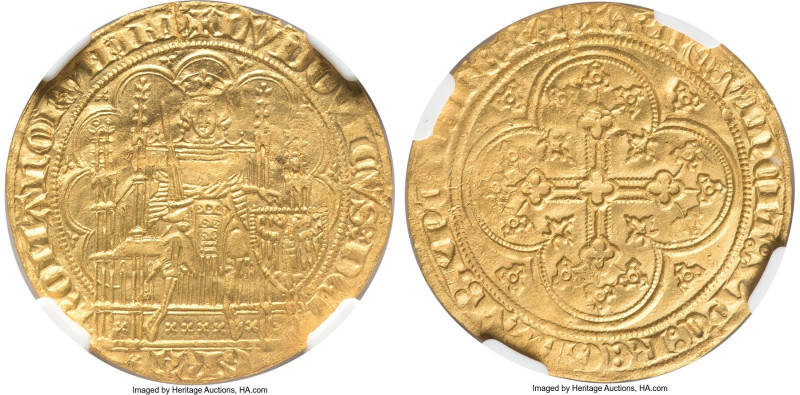 Bavaria. Ludwig IV gold Chaise d'Or ND (1314-1347) MS62 NGC, Antwerp mint, Fr-17...