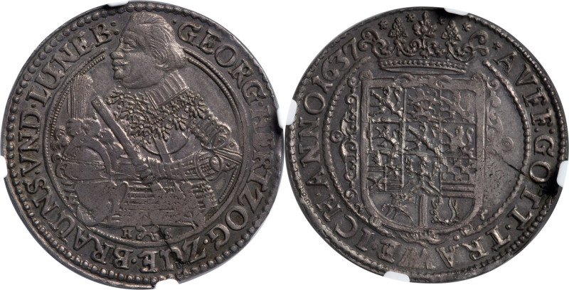 Brunswick-Lüneburg-Calenberg. Georg 1/2 Taler 1637-HS MS63 NGC, Zellerfeld mint,...