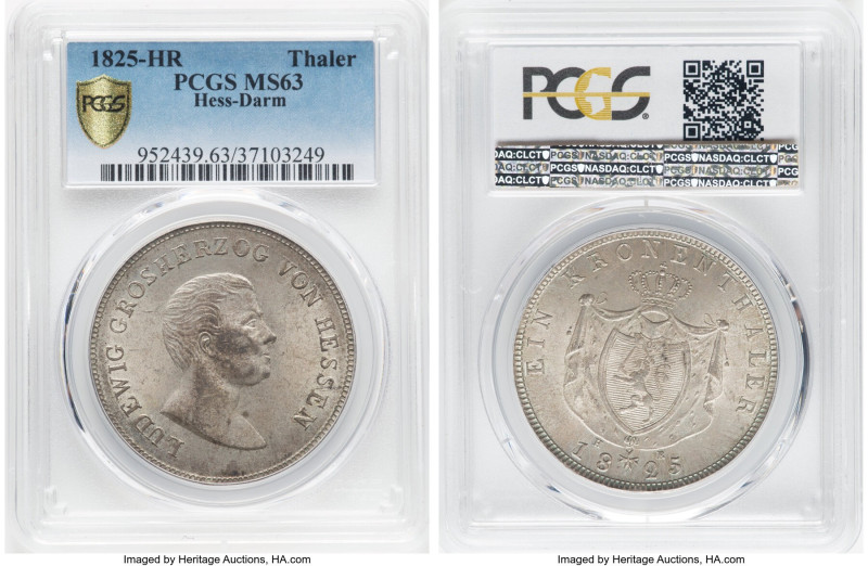 Hesse-Darmstadt. Ludwig X Taler 1825-HR MS63 PCGS, Darmstadt mint, KM292, Dav-70...