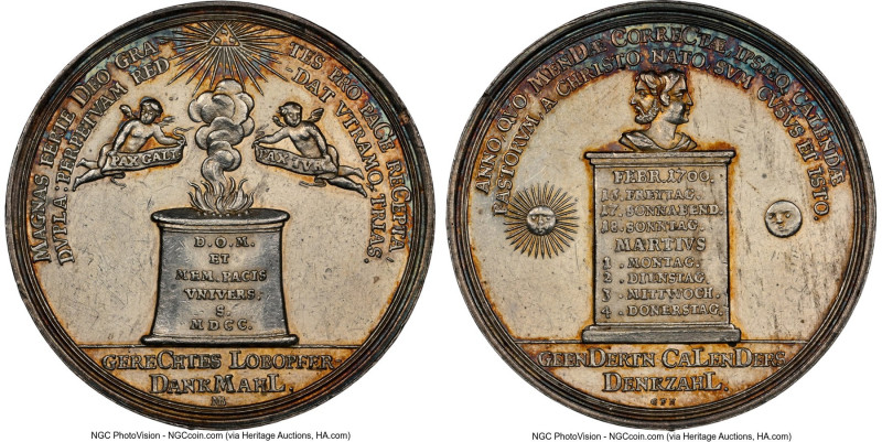 Nurnberg. Free City silver "Treaty of Karlowitz" Medal 1700-Dated MS61 NGC, Stro...