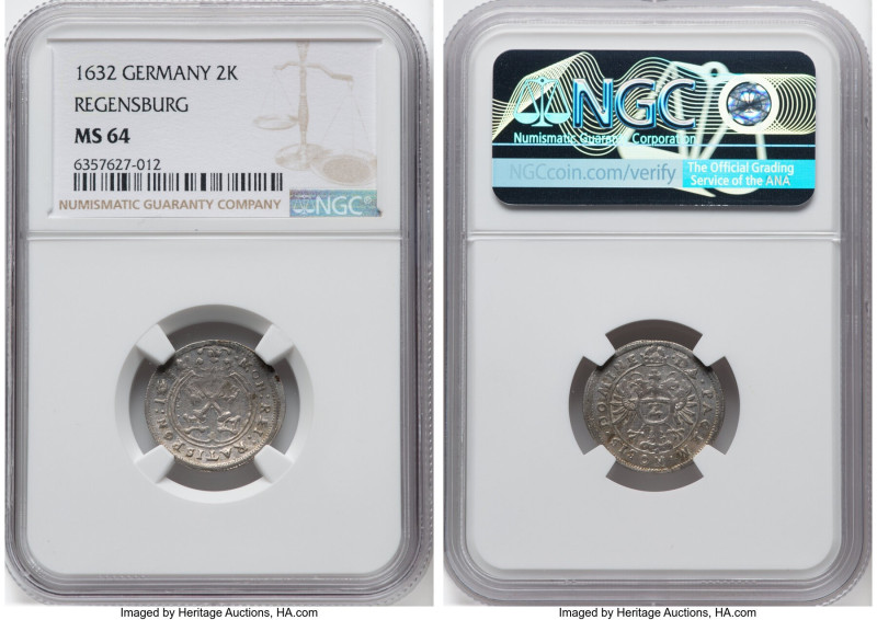 Regensburg. Free City 2 Kreuzer 1632 MS64 NGC, KM73. HID09801242017 © 2024 Herit...