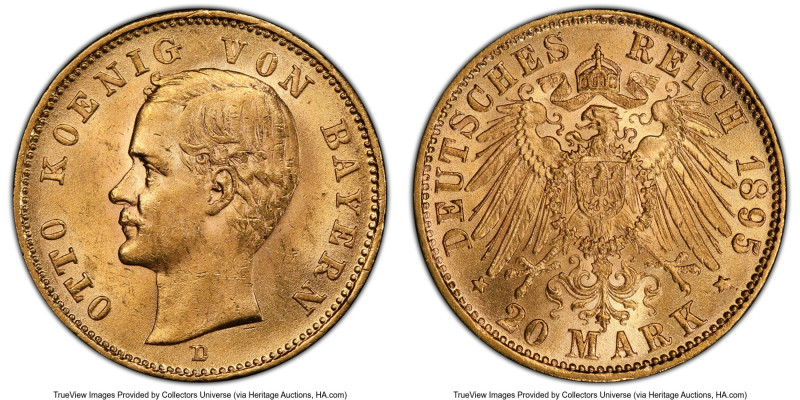 Bavaria. Otto gold 20 Mark 1895-D MS62 PCGS, Munich mint, KM920, J-200. HID09801...