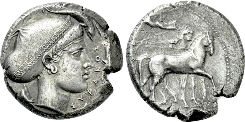 SICILY. Syracuse. Second Democracy (466-405 BC). Tetradrachm.

Obv: Charioteer...