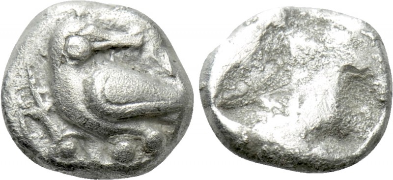 MACEDON. Eion. Trihemiobol (Circa 500 BC). 

Obv: Goose standing left, head ri...