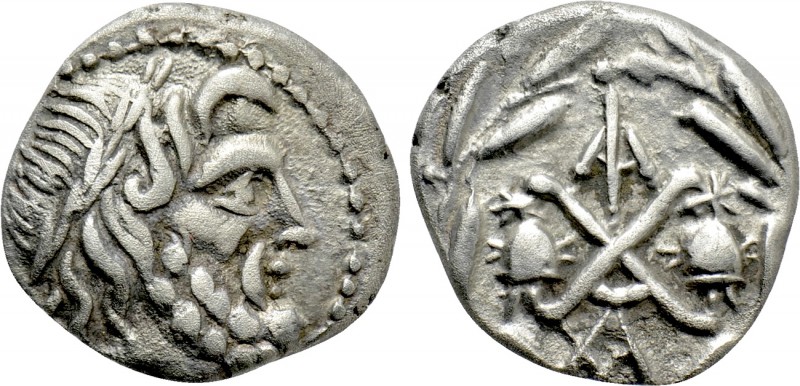 ACHAIA. Achaian League. Lakedaimon (Sparta). Triobol or Hemidrachm (Circa 85 BC)...