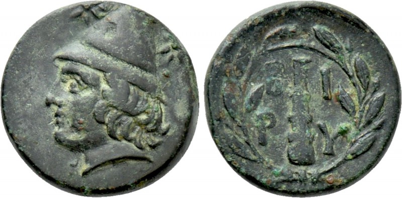 TROAS. Birytis. Ae (4th-3rd centuries BC). 

Obv: Head of Kabeiros left, weari...