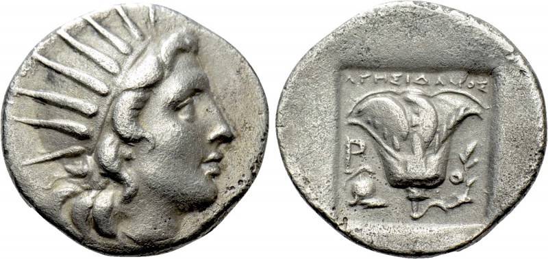 CARIA. Rhodes. Drachm (Circa 188-170 BC). Agesidamos, magistrate. 

Obv: Radia...