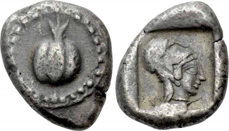 PAMPHYLIA. Side. Stater (Circa 460-430 BC). 

Obv: Pomegranate.
Rev: Helmeted...