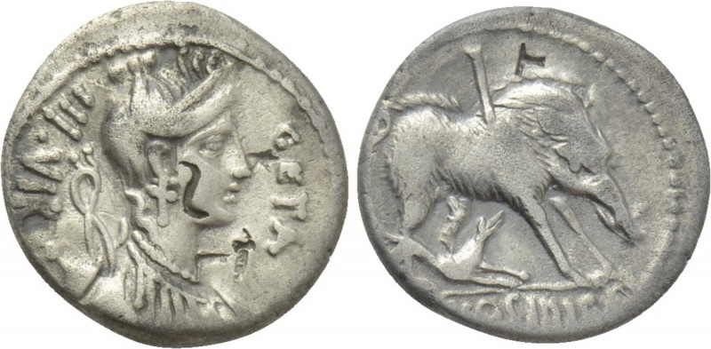 C. HOSIDIUS C.F. GETA. Denarius (64 BC). Rome. 

Obv: III VIR / GETA. 
Diadem...