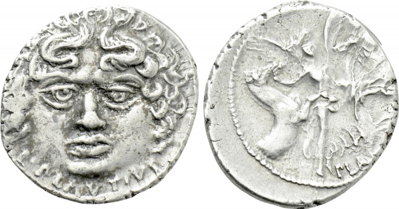 L. PLAUTIUS PLANCUS. Denarius (47 BC). Rome. 

Obv: L PLAVTIVS. 
Facing head ...