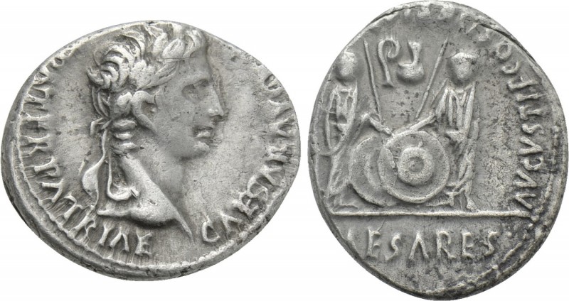 AUGUSTUS (27 BC-14 AD). Denarius. Lugdunum.

Obv: CAESAR AVGVSTVS DIVI F PATER...