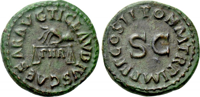 CLAUDIUS (41-54). Quadrans. Rome. 

Obv: TI CLAVDIVS CAESAR AVG. 
Hand left, ...