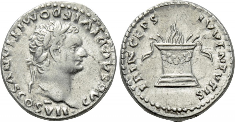 DOMITIAN (Caesar, 69-81). Denarius. Rome. 

Obv: CAESAR DIVI F DOMITIANVS COS ...