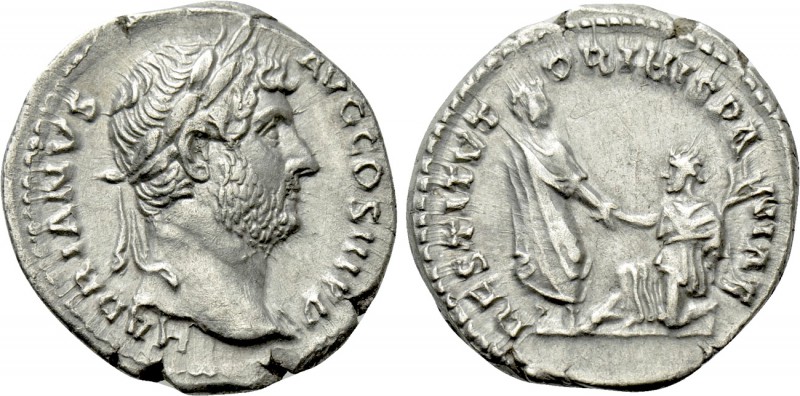 HADRIAN (117-138). Denarius. Rome. "Restitutor" issue. 

Obv: HADRIANVS AVG CO...