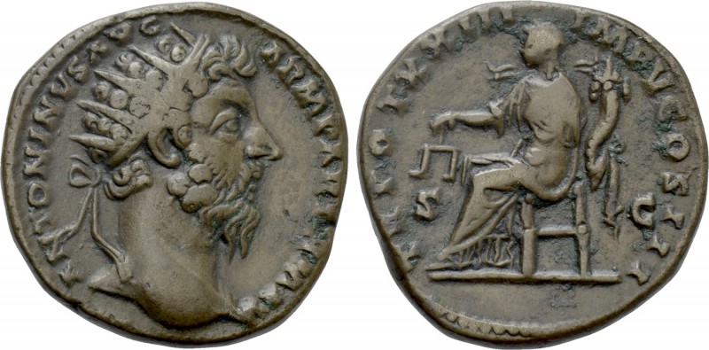 MARCUS AURELIUS (161-180). Dupondius. Rome. 

Obv: ANTONINVS AVG ARM PARTH MAX...
