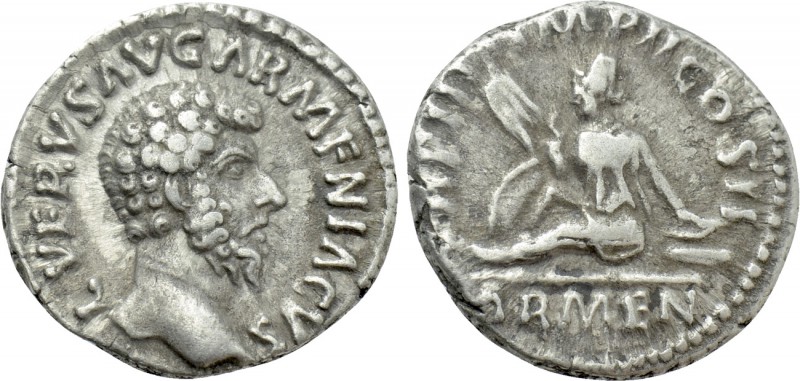 LUCIUS VERUS (161-169). Denarius. Rome. 

Obv: L VERVS AVG ARMENIACVS. 
Bare ...