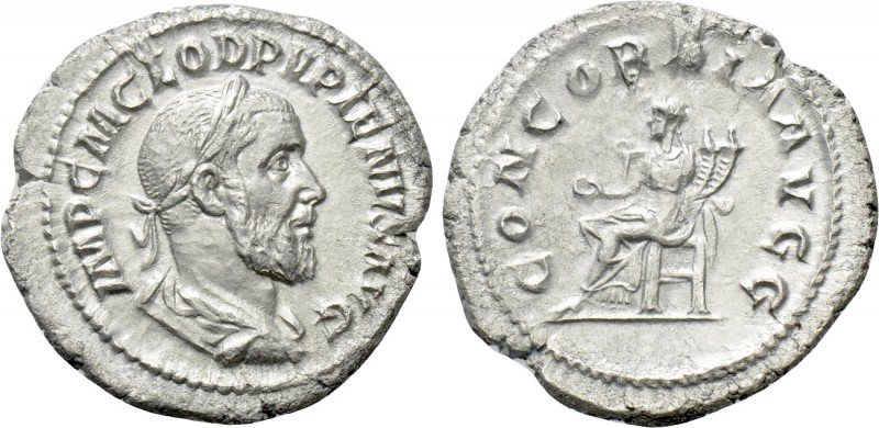 PUPIENUS (238). Denarius. Rome. 

Obv: IMP C M CLOD PVPIENVS AVG. 
Laureate, ...