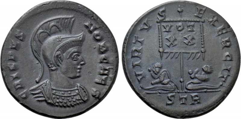 CRISPUS (Caesar, 316-326). Follis. Treveri. 

Obv: CRISPVS NOB CAES. 
Helmete...