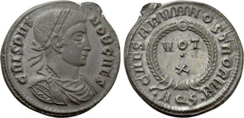 CRISPUS (Caesar, 316-326). Follis. Aquileia. 

Obv: CRISPVS NOB CAES. 
Laurea...