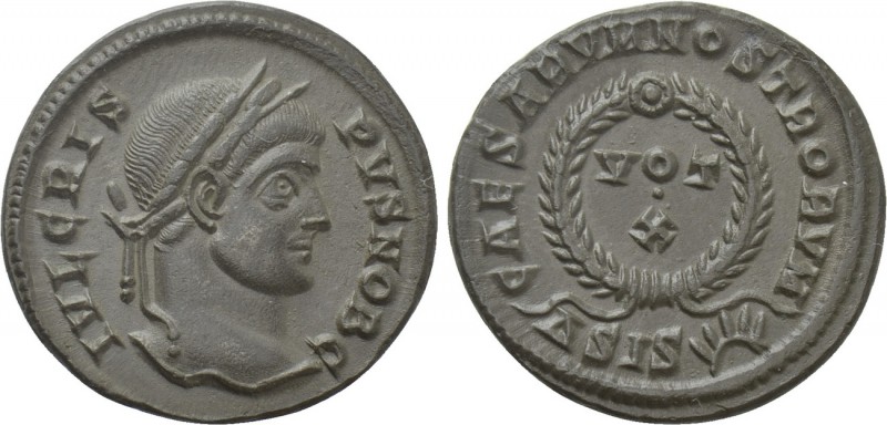 CRISPUS (Caesar, 316-326). Follis. Siscia. 

Obv: IVL CRISPVS NOB C. 
Laureat...