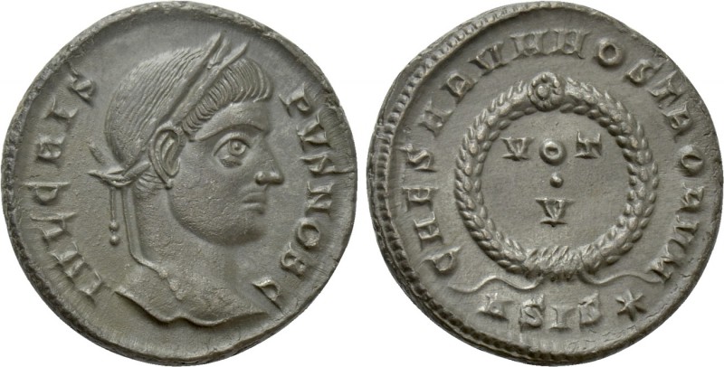 CRISPUS (Caesar, 316-326). Follis. Siscia. 

Obv: IVL CRISPVS NOB C. 
Laureat...