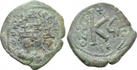 HERACLIUS with HERACLIUS CONSTANTINE (610-641). Half Follis. Isaura. Dated RY 8 (617/8).
