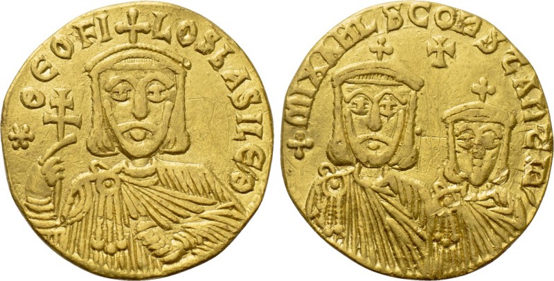 THEOPHILUS with CONSTANTINE and MICHAEL II (829-842). GOLD Solidus. Constantinop...