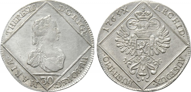 HOLY ROMAN EMPIRE. Maria Theresia (1740-1780). 30 Kreuzer (1765). Praha (Prague)...