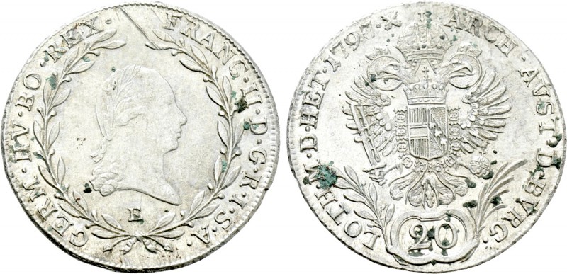 HOLY ROMAN EMPIRE. Franz II (1792-1806). 20 Kreuzer (1797/6-E). Karlsburg. 

O...