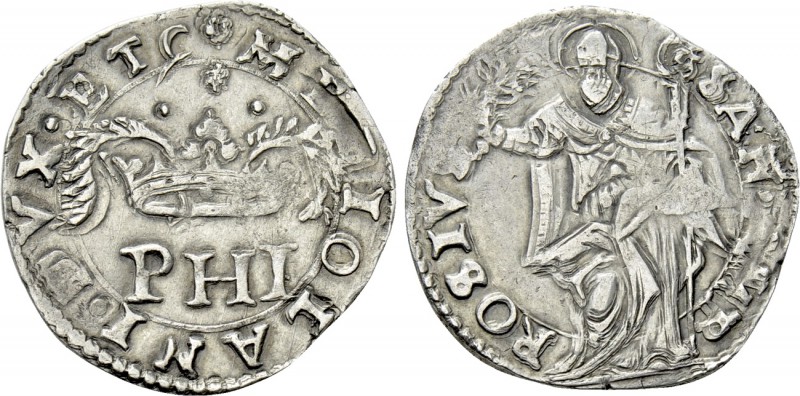 ITALY. Milano. Filippo II di Spagna (1554-1598). Denaro da 5 soldi. 

Obv: MED...