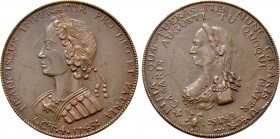 HOLY ROMAN EMPIRE. Francis I with Maria Theresia (1745-1765). Bronze Medal.