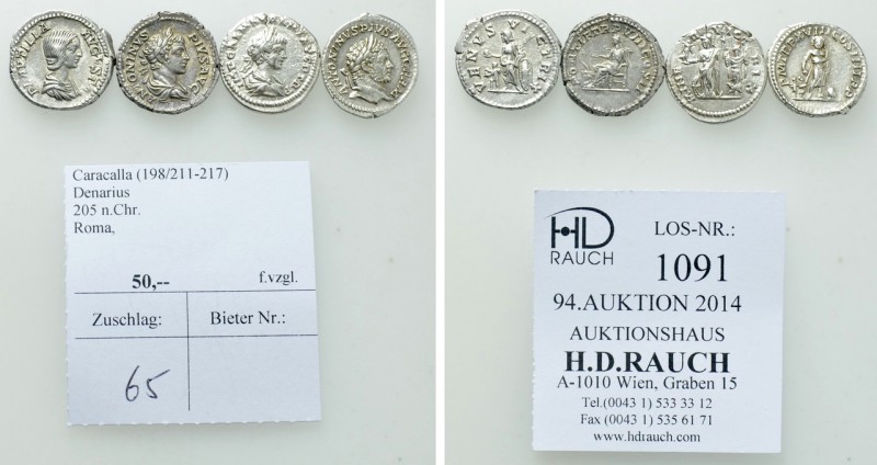 4 Coins of the Severeans. 

Obv: .
Rev: .

. 

Condition: See picture.
...