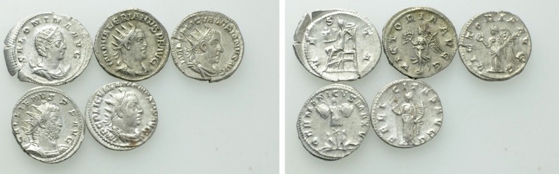 5 Coins of Valerianus and Gallienus. 

Obv: .
Rev: .

. 

Condition: See ...