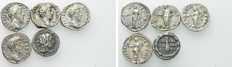 5 Coins of the Marcus Aurelius and Commodus. 

Obv: .
Rev: .

. 

Conditi...
