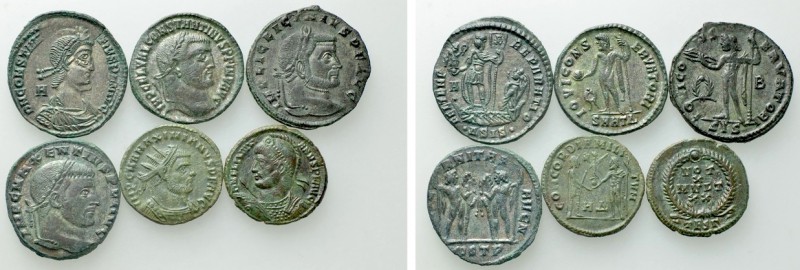 6 Late Roman Coins. 

Obv: .
Rev: .

. 

Condition: See picture.

Weigh...